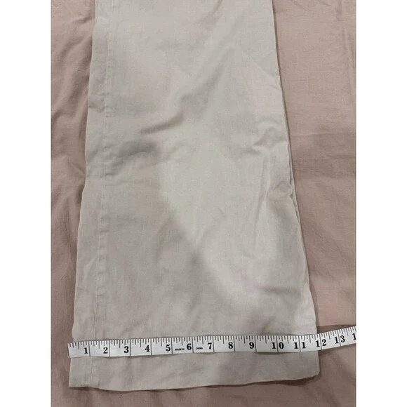 Brunello Cucinelli Womens Size 12 Flat Zip Wide Leg Dress Pants Tan High Rise